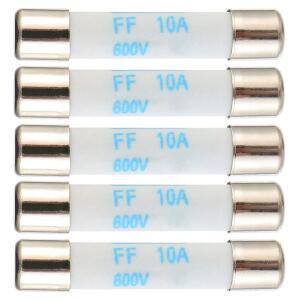 BOJACK 디지털 멀티미터 퓨즈 10A 600V DC 고속 작동 니켈 도금 황동 세라믹 6.3X32MM FF10A (5팩)