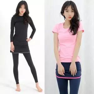 여성 한줄요가스포츠 레쉬가드9부 치마 레깅스 스판