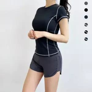 [콩심팥심]여성 두줄요가스포츠 레쉬가드3부 반바지 여름 여자스포츠레깅스