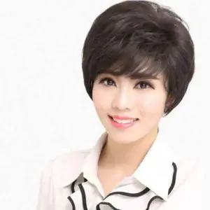 [콩심팥심]중년여성 짧은머리 숏컷 여성 가발 볼륨 곱슬 인모 엄마 패션