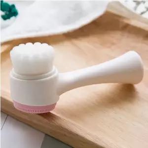고품질 얼굴 이중 세안 클렌징 브러쉬 곡선손잡이 도구 (WC33083)