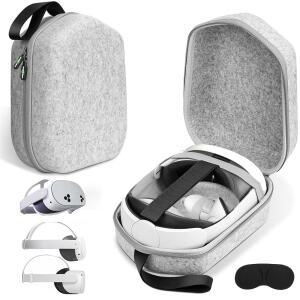 메타 퀘스트 3S / 3 오큘러스 2 비전 프로 공식 오리지널 엘리트 스트랩 VR 헤드셋 및 컨트롤러 액세서리와 호환되는 사라 하드 캐리링 케이스 여행 가정용 보관에 적합
