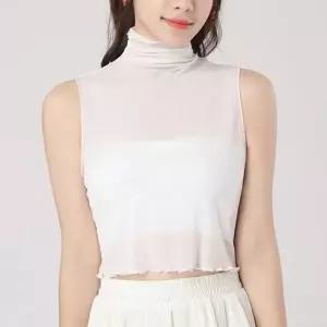 페이크 이너블라우스 아무 목티 시스루 터 넥워머