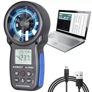 HVAC CFM 풍속계 풍속/기류 속도를 측정하는 AIOMEST 휴대용 기류계 실시간 USB 동기화를 통한 풍량 온도