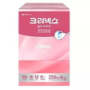 크리넥스 실크소프트 플러스 미용티슈 250매 (6입) [1팩]