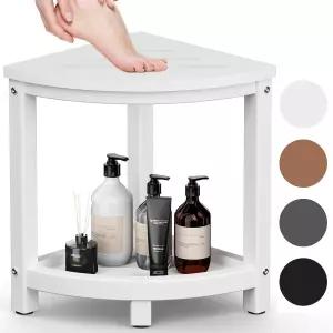 내부 샤워용 ONSGLM 스툴 모서리 벤치 시트 배플 수납 선반이 있는 다리 면도용 HDPE 방수 욕실용 시트/발