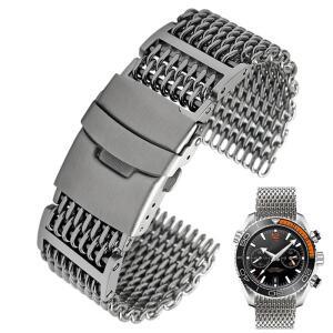밀라노 시계 팔찌 스트랩 밴드 용 20/22/24mm 스틸 다이브 상어 메쉬 Breitling Omega 더블 스냅 제직