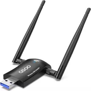 데스크톱 PC용 무선 WiFi 어댑터 QGOO AC1300Mbps USB 3.0 네트워크 동글 5dBi 고이득 듀얼 안테나