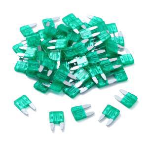 100팩 자동 퓨즈 30AMP APM /ATM 32V 미니 블레이드 스타일 30A 단락 보호 차량 퓨즈(30AMP)
