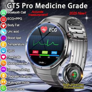 ECG+PPG 스마트워치 남성용 레이저 진단 3중 혈압 측정 정확한 시계 심박수 측정 통화 건강 스마트워치 남