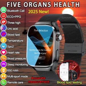 새로운 마이크로 신체 검사 5개 기관 건강 Smartwatch 혈압 요산 체지방 시계 블루투스 통화 스마트 시계