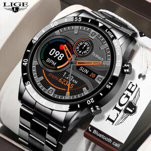 LIGE 남성용 블루투스 통화 스마트 워치, BW0189 프로, IP67 방수 스포츠 피트니스 워치, 안드로이드 IOS