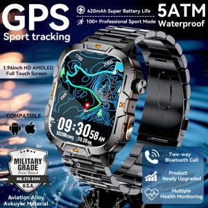 2025 군용 GPS 트래커 야외 스포츠 스마트 시계 남자 5ATM 방수 블루투스 통화 100 + 스포츠 모드 430mAh