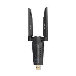 BROSTREND BE6500 USB WIFI 7 어댑터 데스크탑 PC 노트북용 트라이밴드 장거리 무선 동글 6GHZ + 5GHZ 2.4G WINDOWS 11/10 4K-QAM용 초저지연 안테나 게임
