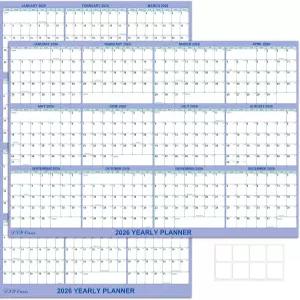 24인치 x 36인치 2026년 월 캘린더 접힌 습식 및 건식 지우기 12개월 연간 라미네이트 리버서블 플래너