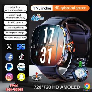 5G/4G 안드로이드 10 스마트워치 HD AMOLED 2.40인치 8GB+128GB RAM 2100mAh 배터리 900만 화소 카메라 GPS