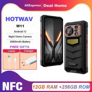 HOTWAV W11 12GB+256GB 280LM 손전등 6.6인치 FHD+ 20800mAh 배터리 24MP 나이트 비전 33W 고속 충전 4G 글
