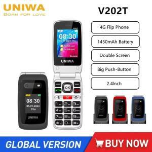 UNIWA V202T 4G 플립 폰, 노인용 대형 단추 휴대폰, 2.4 인치 화면, 1450mAh, 긴급 전화 단추, 글로벌 버전