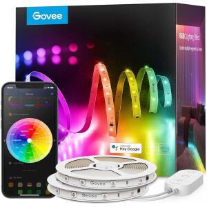 고비 100피트 RGBIC LED 스트립 조명 알렉사 및 구글 어시스턴트와 함께 작동하는 스마트 침실 WIFI 앱 제어 세분화 DIY 다중 색상 색상 변경 (2 X 50피트)