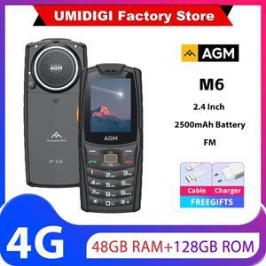 AGM M6 러기드 폰 - 강력한 103dB 스피커, 2.4인치 화면, 4G 듀얼 SIM, 2500mAh 배터리, BT5.1, FM 라디오,