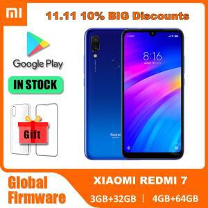 기존 Xiaomi Redmi 7 휴대폰 4GB 64GB 글로벌 버전 Google Play 안드로이드 휴대폰 지문 무료 선물