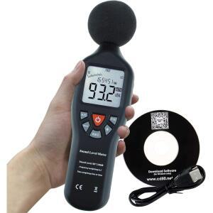 데이터 로깅이 가능한 데시벨 미터 음량계, LCD 백라이트가 고정밀 dB SPL 미터, 실시간 디스플레이, 30-130dB 범위, PC 소프트웨어 연결