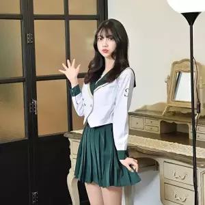 [교복몰]고품질 TBZ 교복몰 골드라인 그린 일본여고생 세라복 세트 긴팔 교복 예쁜교복 졸업사진컨셉 WFME