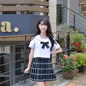 [교복몰]고품질 TBZ 교복몰 인디고 마린 체크 일본여고생 세라복 (반팔) 일본교복 졸업사진컨셉 여자교복