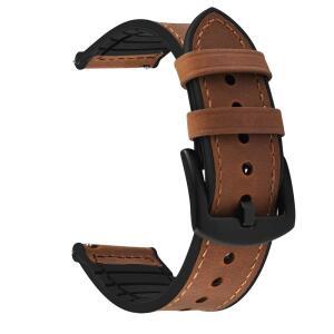풀모사 20mm 22mm 빠른 출시 시계 밴드 통기성 가죽 실리콘 스트랩 Garmin Vivoactive 4/5 Venu 2/3 /Sq 여성용 남성 브라운+블랙 버클