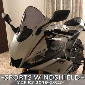 오토바이 스포츠 레이싱 더블 버블 앞 유리 윈드 스크린 바이저 디플렉터 For YAMAHA YZFR3 2023  R3 R25