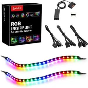Speclux PC 주소 지정 가능 RGB LED 스트립 조명 키트 마그네틱 케이스 5V 3핀 헤더 마더보드용 2PCS ARGB