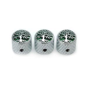 가이커 기타 베이스 포텐셜미터 제어 노브, 6mm 다이아. 축 포트 - 3PCS 아연 합금 돔 스피드 톤 볼륨 스위치 전기 베이스용 트리 오브 라이프 서피스, CKB026 크롬
