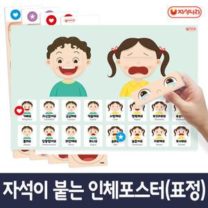 자석이 붙는 인체 포스터 (표정꾸미기) (40x60) /감정놀이/얼굴꾸미기/심리상담/학습벽보