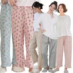 마누아 여성 고밀도 순면 플라워 9부 얇은 파자마 잠옷바지