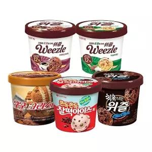 [롯데웰푸드]대용량 떠먹는 아이스크림 5종 3개 골라담기 구구크러스터 찰떡아이스홈 위즐