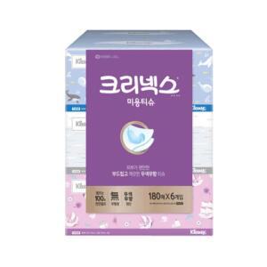 크리넥스 미용티슈 무색무향 180매, 6개, 4팩