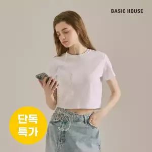 (최초가:17,900) 베이직하우스 여성 프리미엄 라운드 크롭 반팔티셔츠 (9컬러)