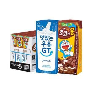 맛있는우유 GT 흰우유 200mL 24개+초코에몽 190ml 24개 멸균우유 간편한 맛있는 간식 캠핑 나들이 드링크