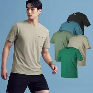 아센티 남성용 메가 아이스 쿨링 반팔티 스판 포켓 여름 작업복 등산 티셔츠 빅사이즈 393