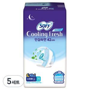 쏘피 쿨링프레쉬 바디케어 생리대 날개형 슈퍼롱 5세트 16매입 오버나이트 이상