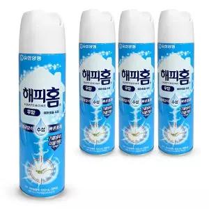 유한양행 해피홈 에어로솔 모기 파리 살충제 퇴치제 수성 무향 500ml 4개