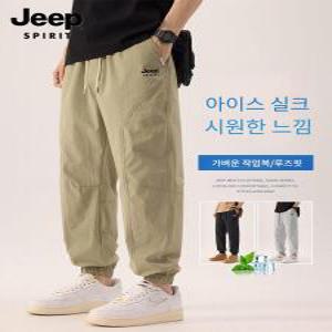 JEEP SPIRIT 남자 야외 스포츠 바지 테이퍼드 스판 여름 얇은 조거 팬츠