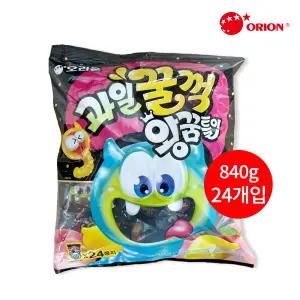 오리온과일꿀꺽 왕꿈틀이 840g/35g*24봉지/복숭아맛/레몬맛/과즙젤리/과일필링/유치원젤리/학교간식/어린이집