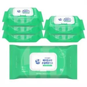 라이프홀릭 베이킹소다 손걸레 물티슈 80매 55gsm 6개 one option