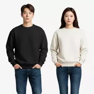 [아이에스이랩]기모 맨투맨 남녀공용 오버핏 긴팔 티셔츠 I4TS035