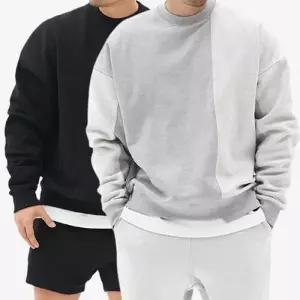 [아이에스이랩]어깨가 넓어보이는 오버핏 배색 무지 맨투맨 I4TS001