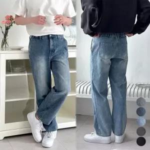 [아이에스이랩]남자 빅사이즈 밴딩 데님 세미 와이드 청바지 I5PC055