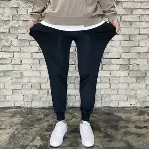 [아이에스이랩]사방스판 허리밴딩 블랙 조거 트레이닝 팬츠 I5PM013