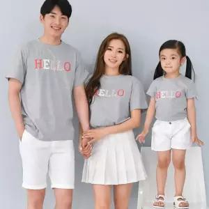[아이에스이랩]여름 패밀리룩 레터링 프린팅 면 20수 반팔티 I2TS073