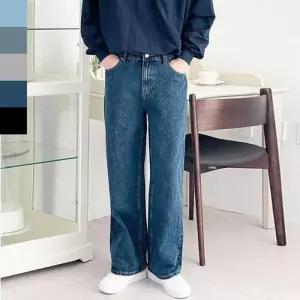 [아이에스이랩]사계절 무지 와이드 청바지 데님 팬츠 통바지 I5PC046